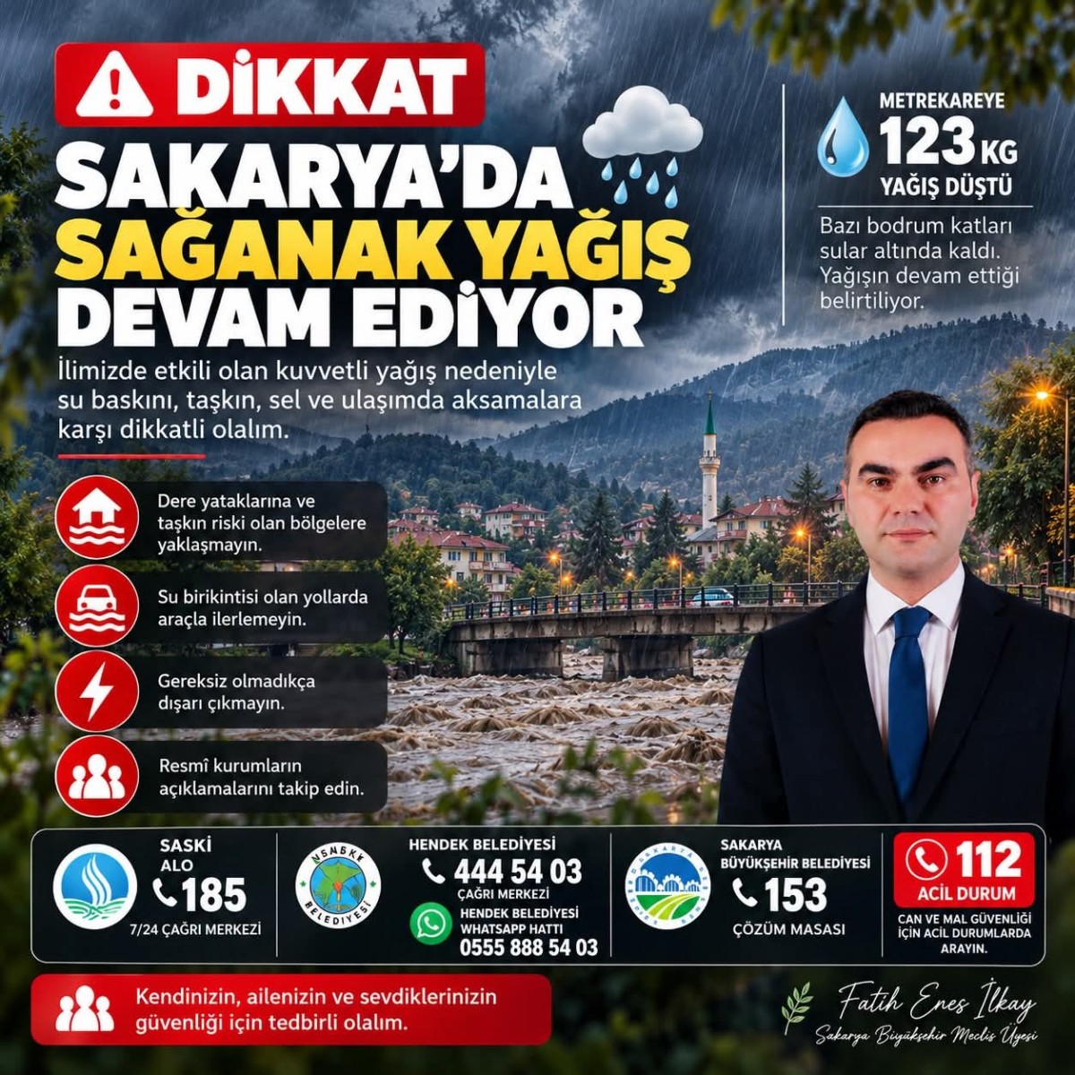 Fatih Enes İlkay’dan Sakarya’daki Şiddetli Yağış Sonrası Geçmiş Olsun Mesajı!