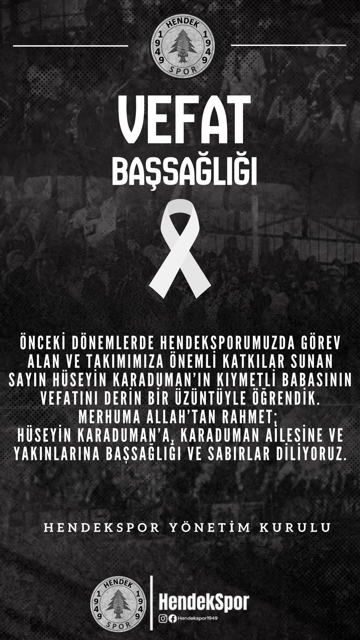 Mehmet Karaduman'ın vefatını derin bir üzüntüyle öğrendik